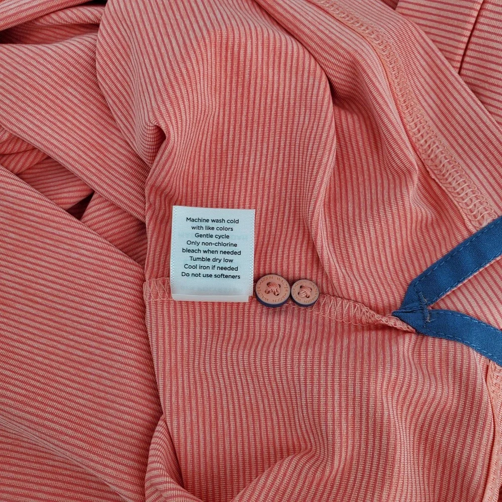 Walter Hagen P11 Championship Stripe Golf Polo Shirt‎ Stretch Pink Peach Mens L